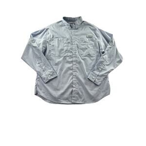 Columbia PFG Long Sleeve Button Down Mens L Blue White Check Fishing Outdoor